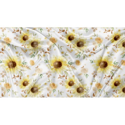 Printed Cuddle Minky Floral Boho Tournesol - PRINT IN QUEBEC IN OUR WORKSHOP